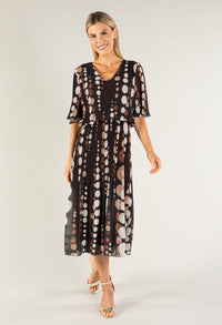 Retro Plisse Pleat Pop Over Dress