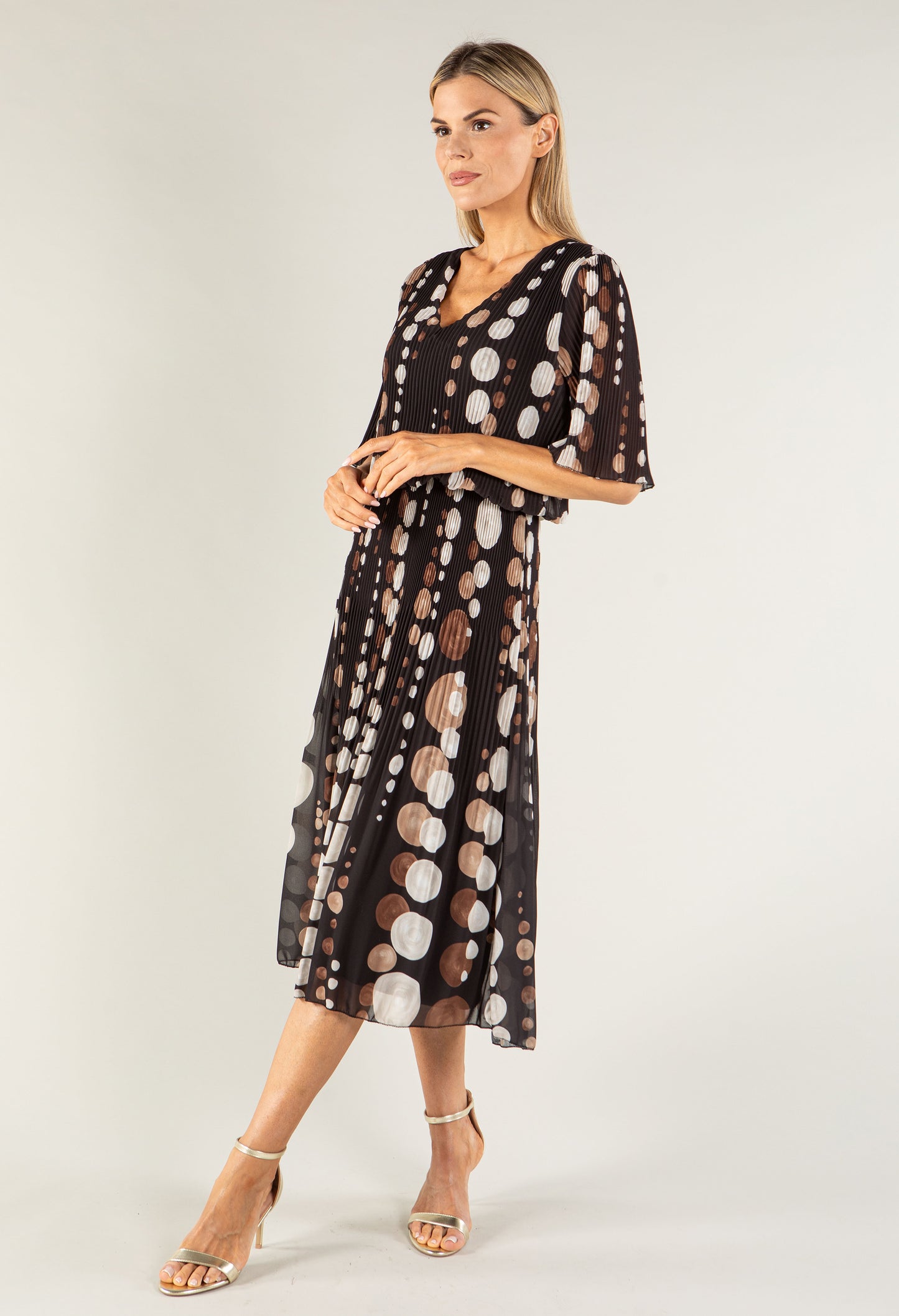 Retro Plisse Pleat Pop Over Dress