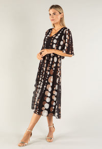 Retro Plisse Pleat Pop Over Dress