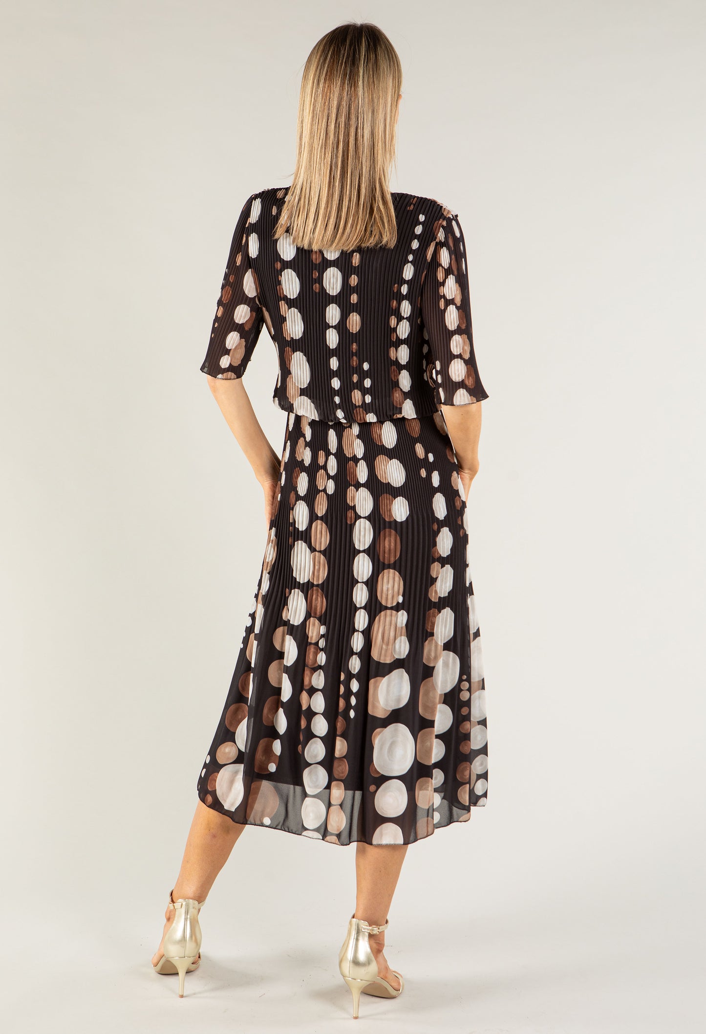 Retro Plisse Pleat Pop Over Dress