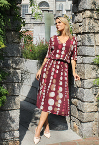 Retro Plisse Pleat Pop Over Dress