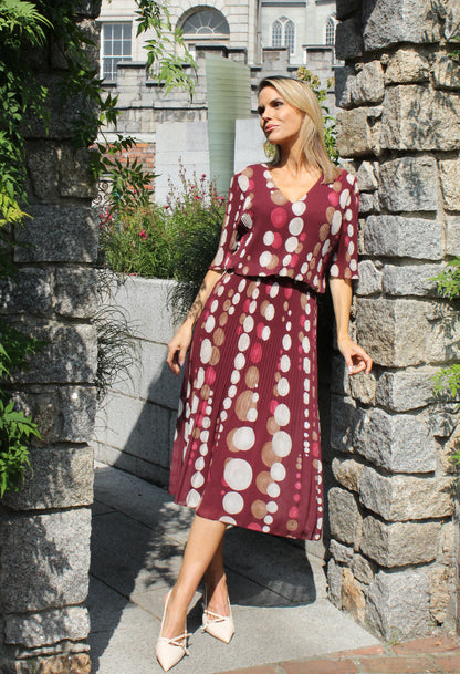 Retro Plisse Pleat Pop Over Dress