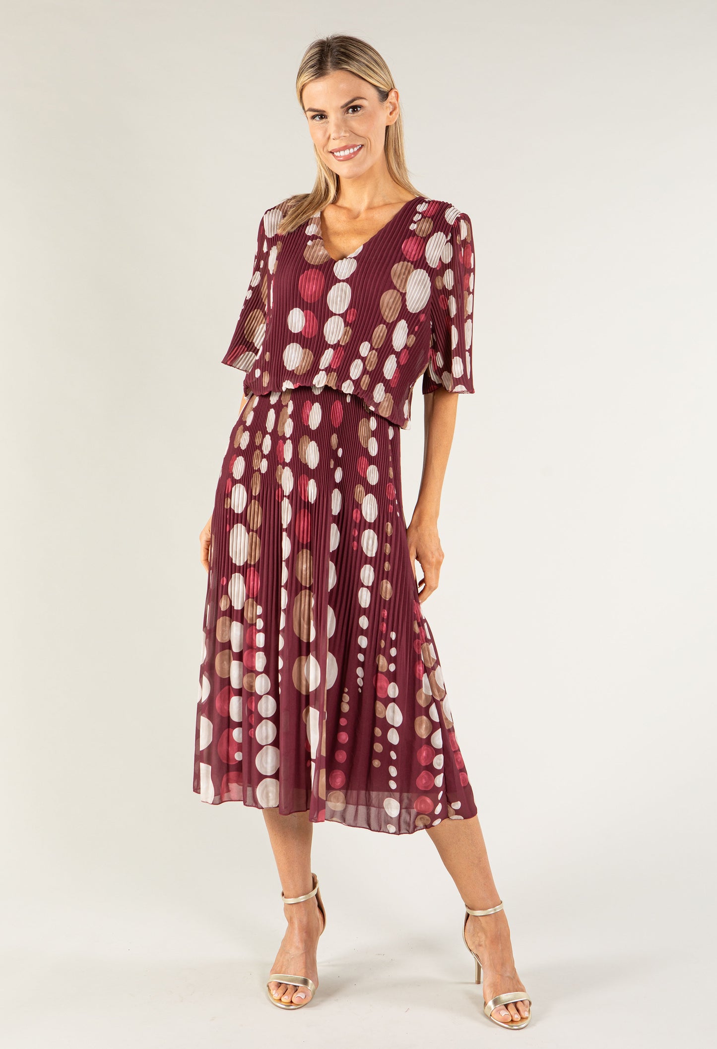 Retro Plisse Pleat Pop Over Dress