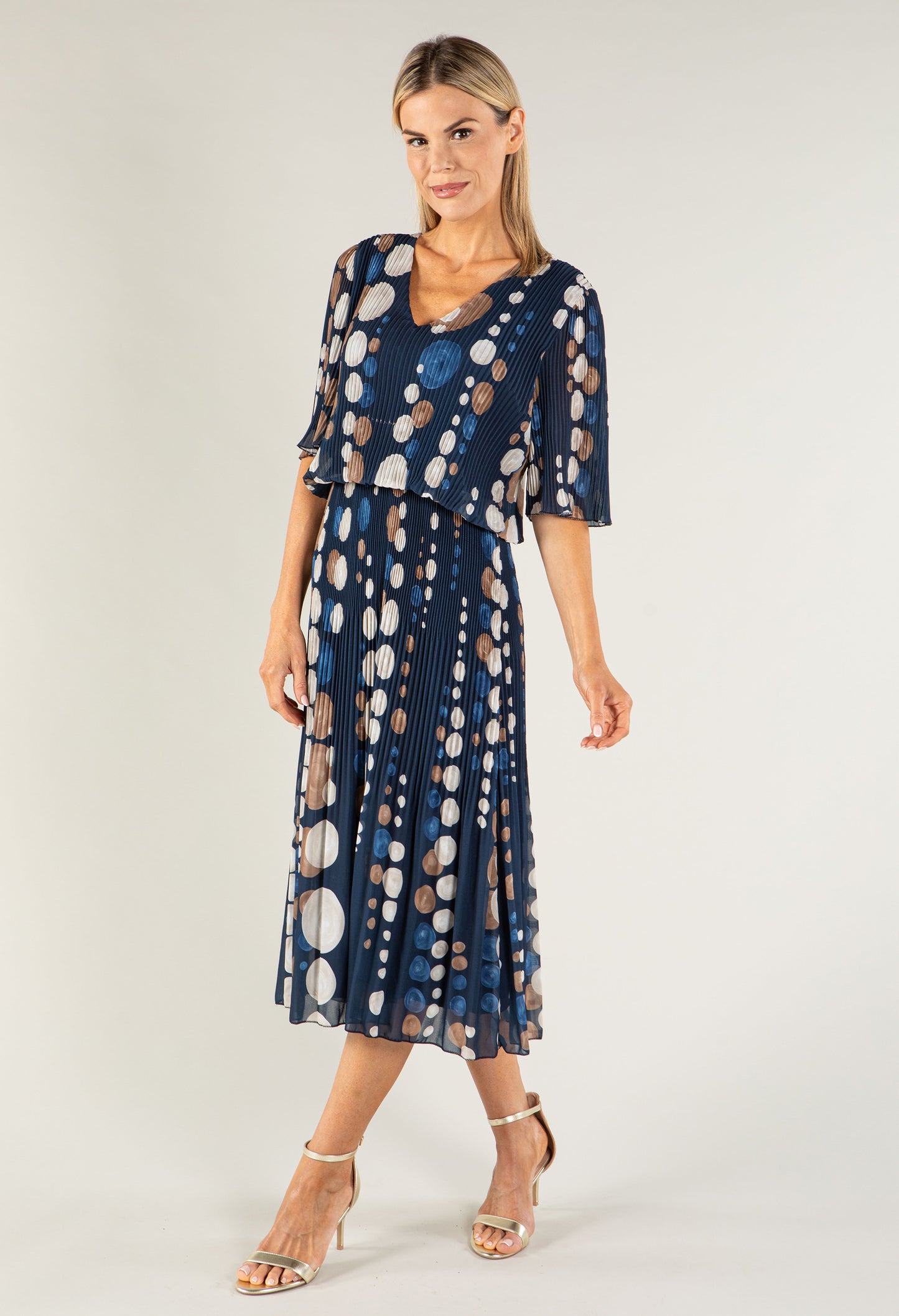 Retro Plisse Pleat Pop Over Dress