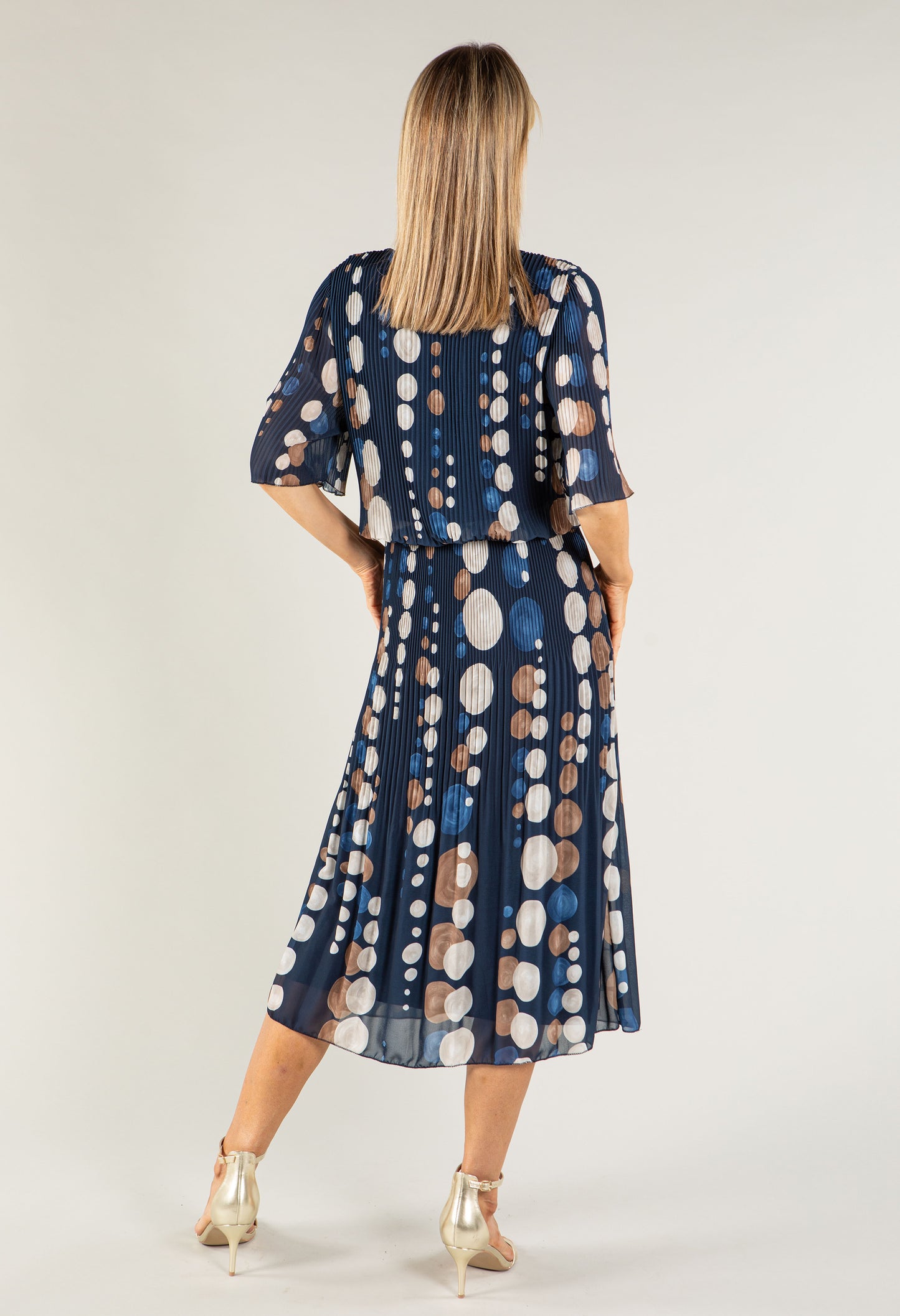 Retro Plisse Pleat Pop Over Dress