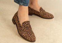 leopard print loafer on the foot