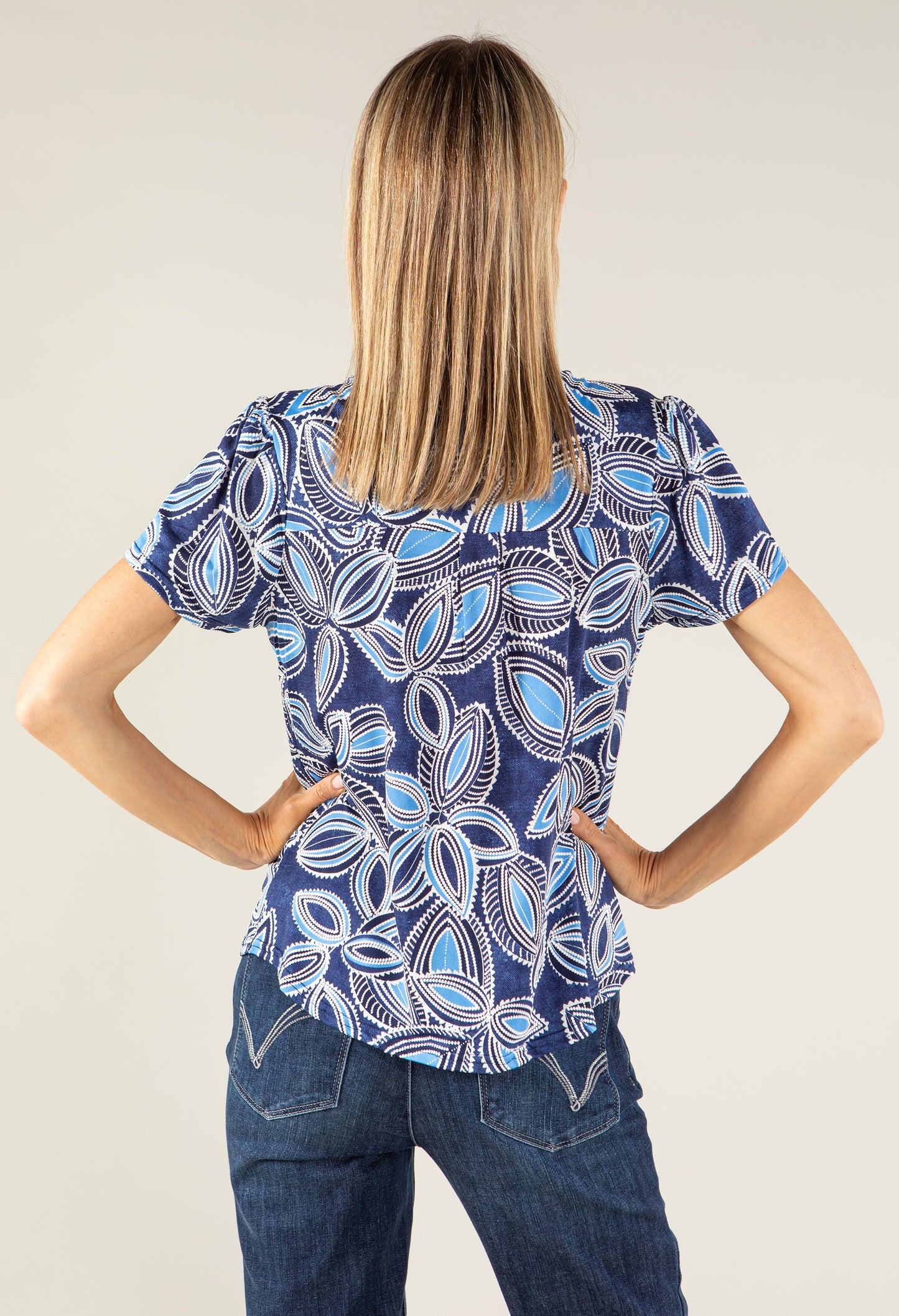 Textured Leaf Print Top