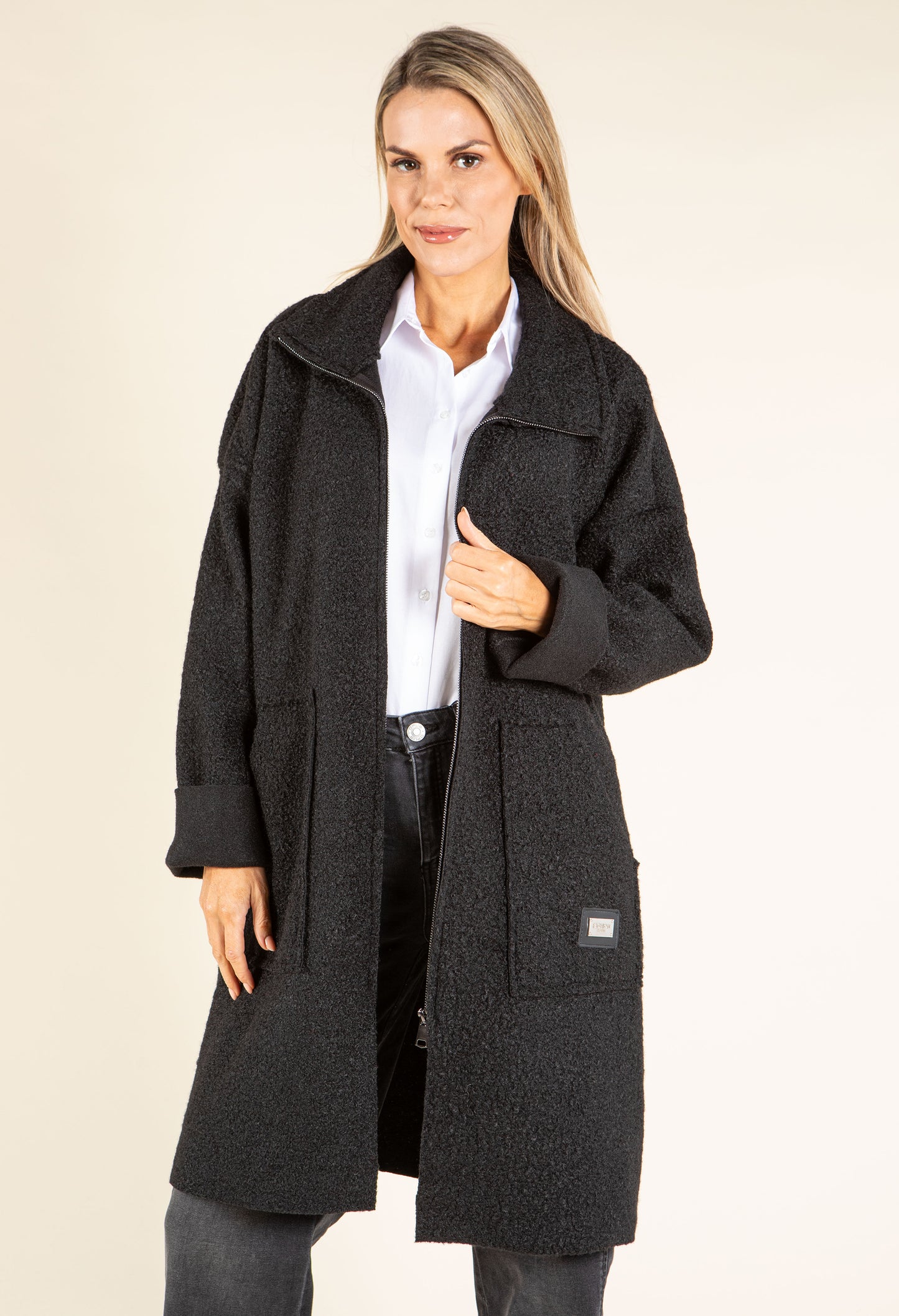 Sophie Boucle Zip-up Coatigan