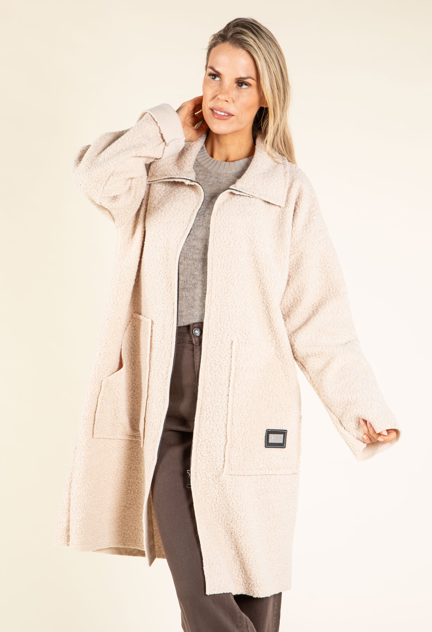 Sophie Boucle Zip-up Coatigan