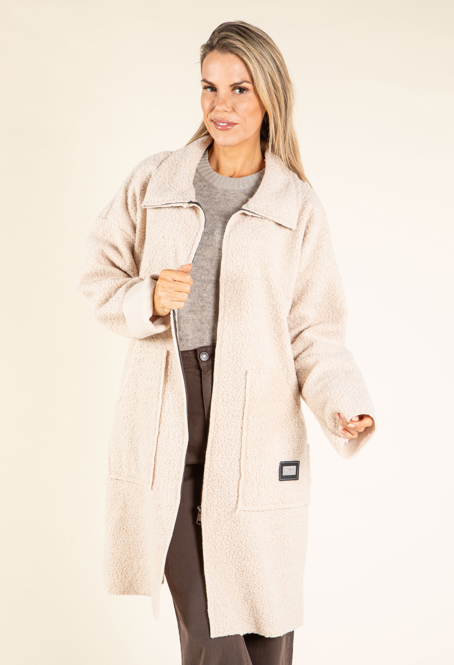 Sophie Boucle Zip-up Coatigan