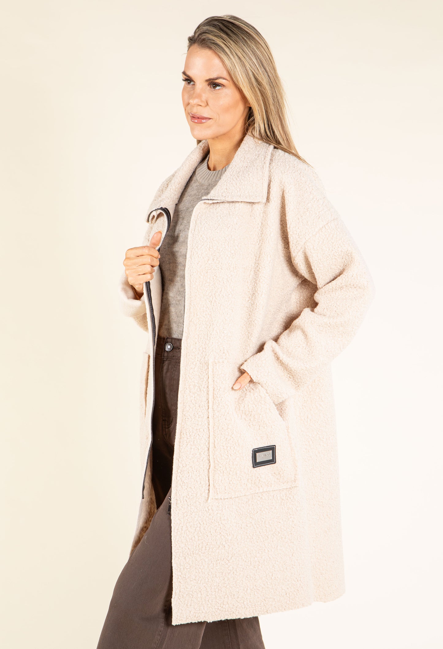 Sophie Boucle Zip-up Coatigan