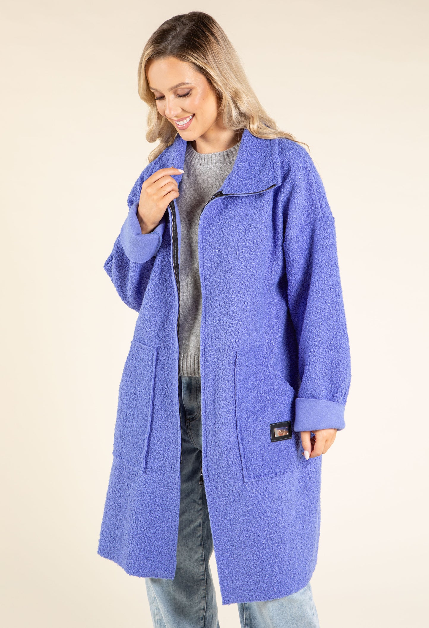 Sophie Boucle Zip-up Coatigan