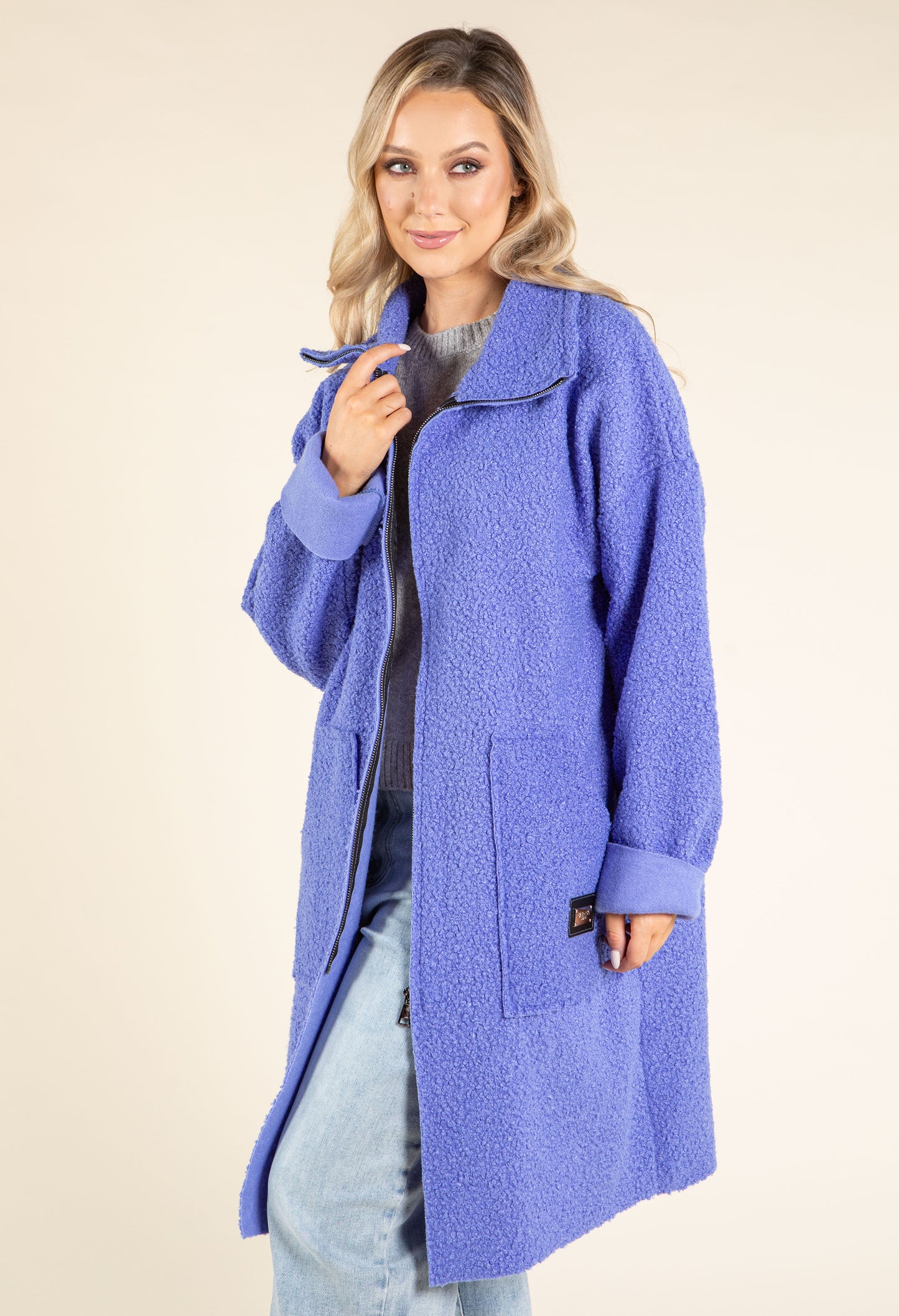 Sophie Boucle Zip-up Coatigan