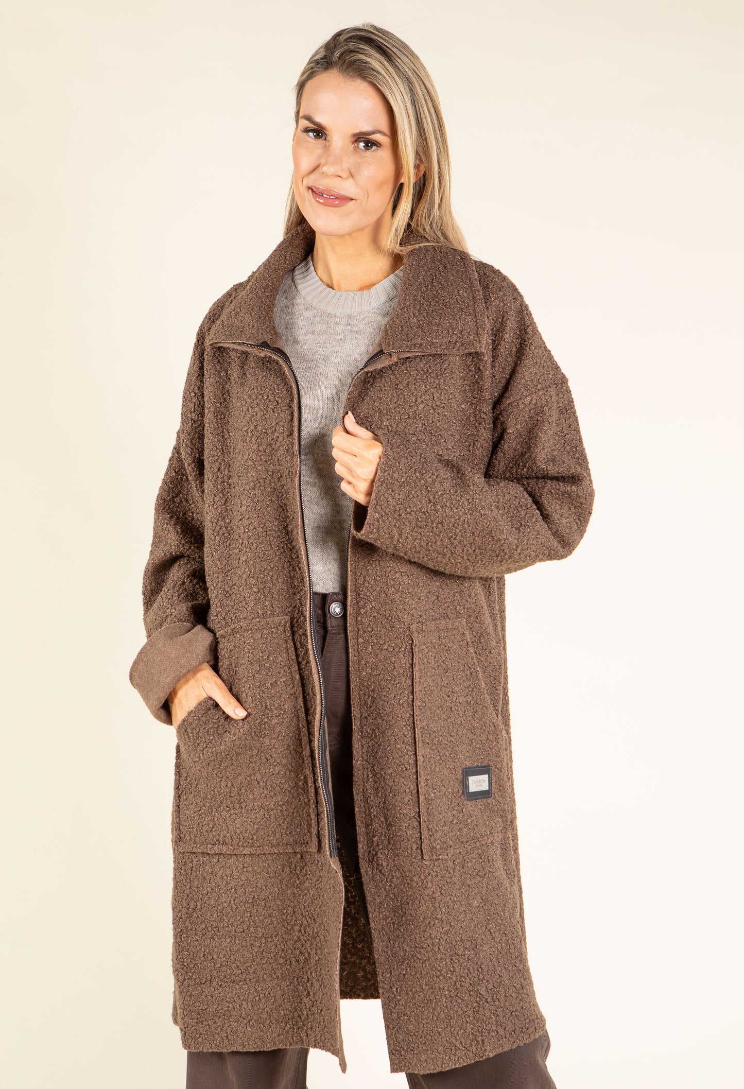 Sophie Boucle Zip-up Coatigan