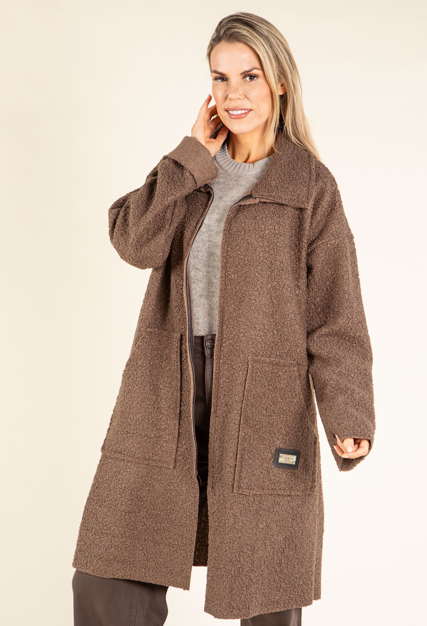 Sophie Boucle Zip-up Coatigan