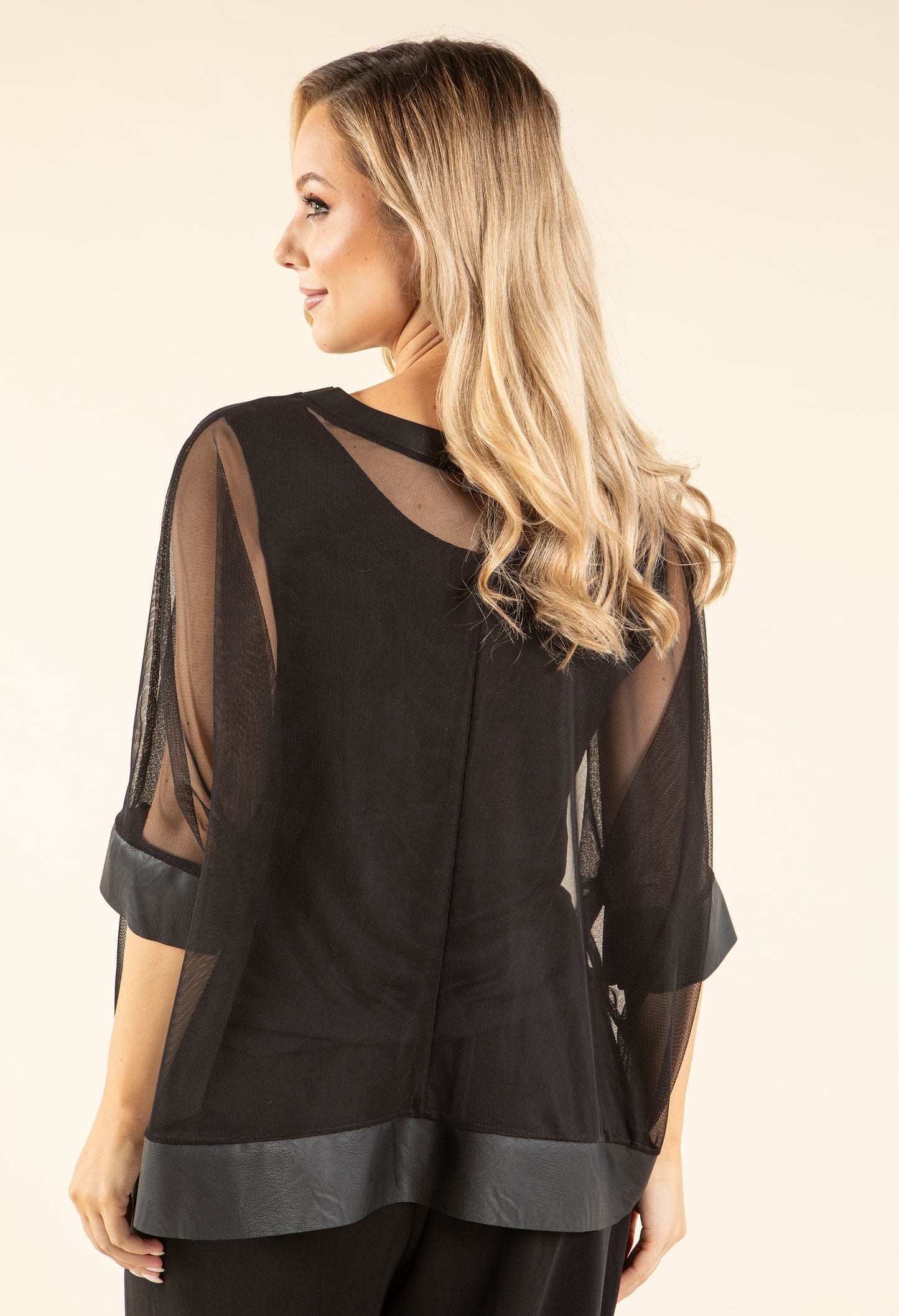 Leather & Mesh Blouse