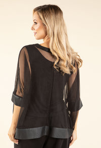 Leather & Mesh Blouse