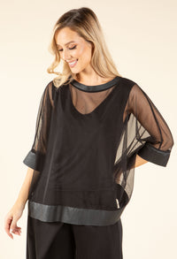Leather & Mesh Blouse