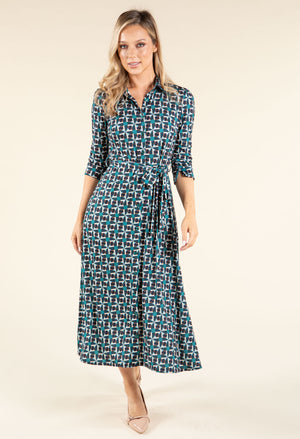 Geometric Print Shirt Dress