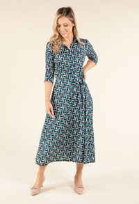 Geometric Print Shirt Dress