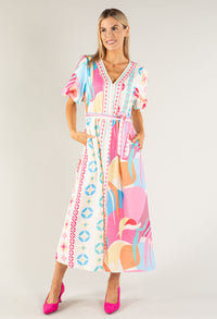 Abstract Print Midi Dress