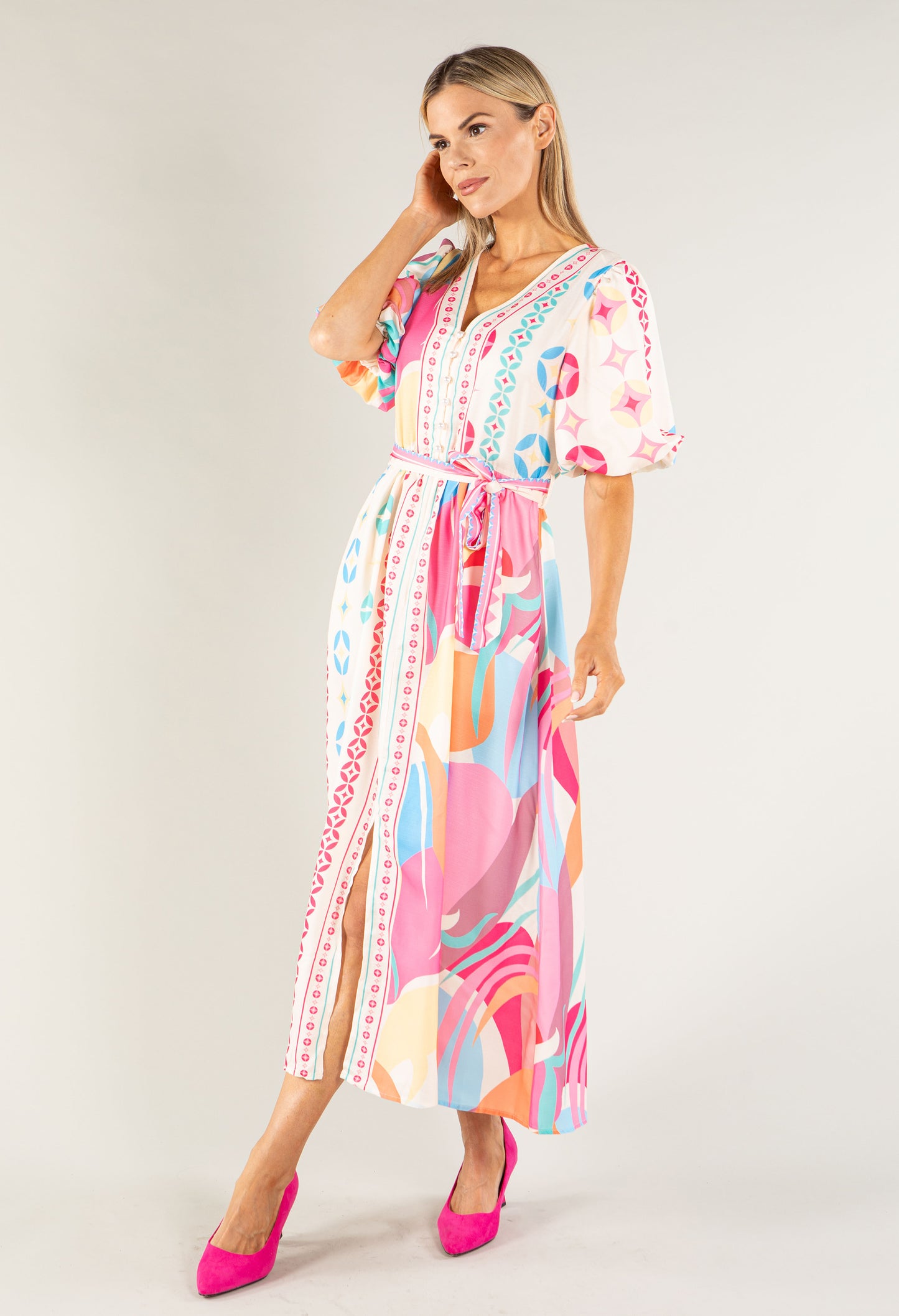 Abstract Print Midi Dress