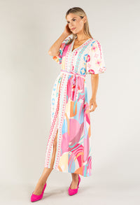 Abstract Print Midi Dress