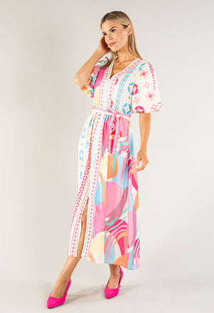 Abstract Print Midi Dress