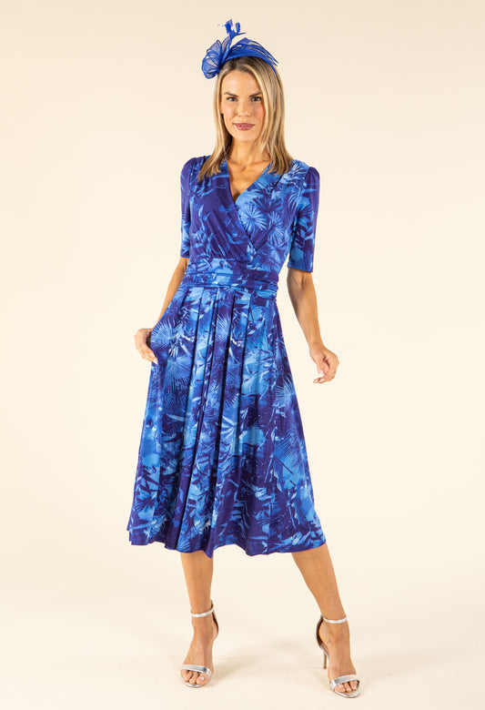 Leaf Print Midi Wrap Dress