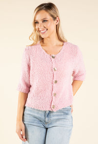 Round Neck Buttoned Knit