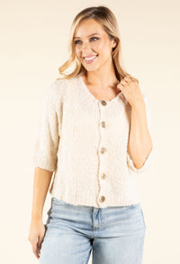 Round Neck Buttoned Knit