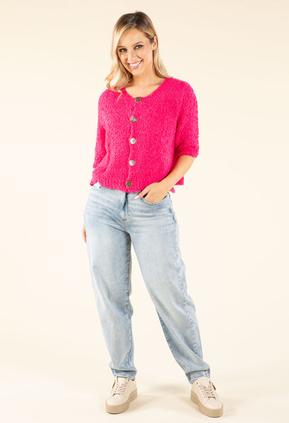 Round Neck Buttoned Knit