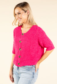 Round Neck Buttoned Knit