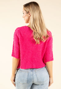 Round Neck Buttoned Knit