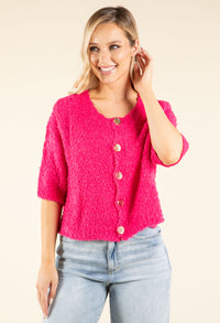 Round Neck Buttoned Knit