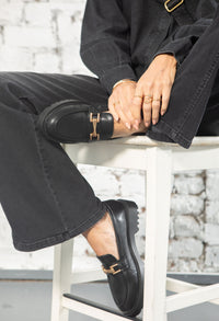 Soft Gold Buckled Loafer