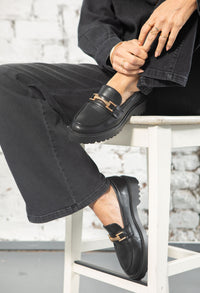 Soft Gold Buckled Loafer