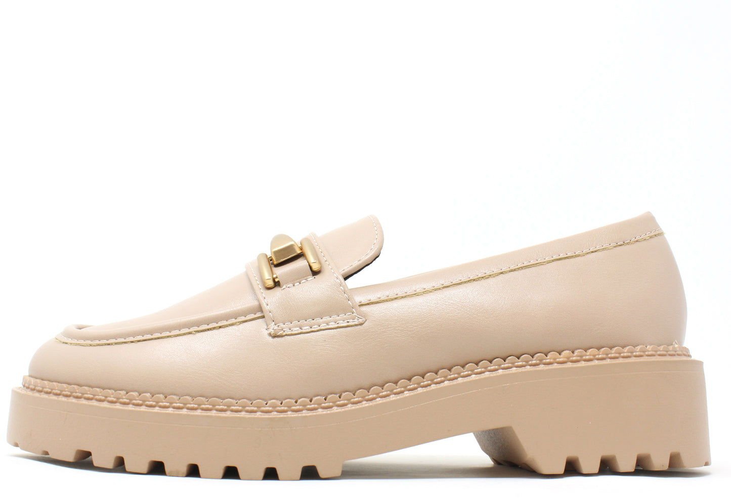 Soft Gold Buckled Loafer