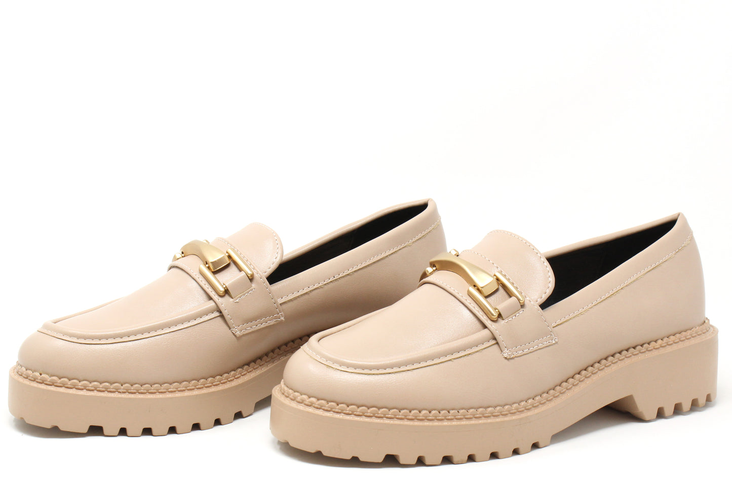 Soft Gold Buckled Loafer