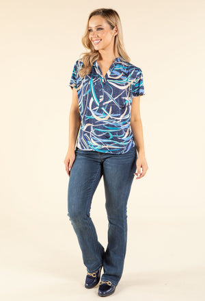 Abstract Design V-Neck Top