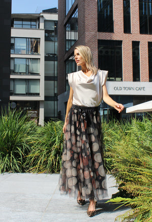 Cocoa Dots Tulle Skirt