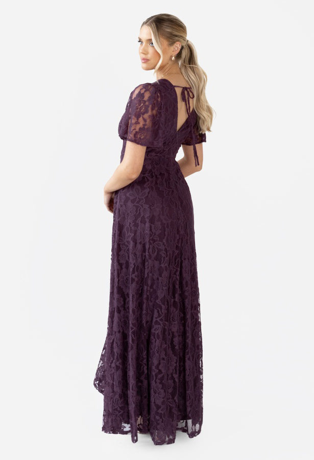 Lace V-Neck Angel Sleeve Maxi Dress Lace V-Neck Angel Sleeve Maxi Dress