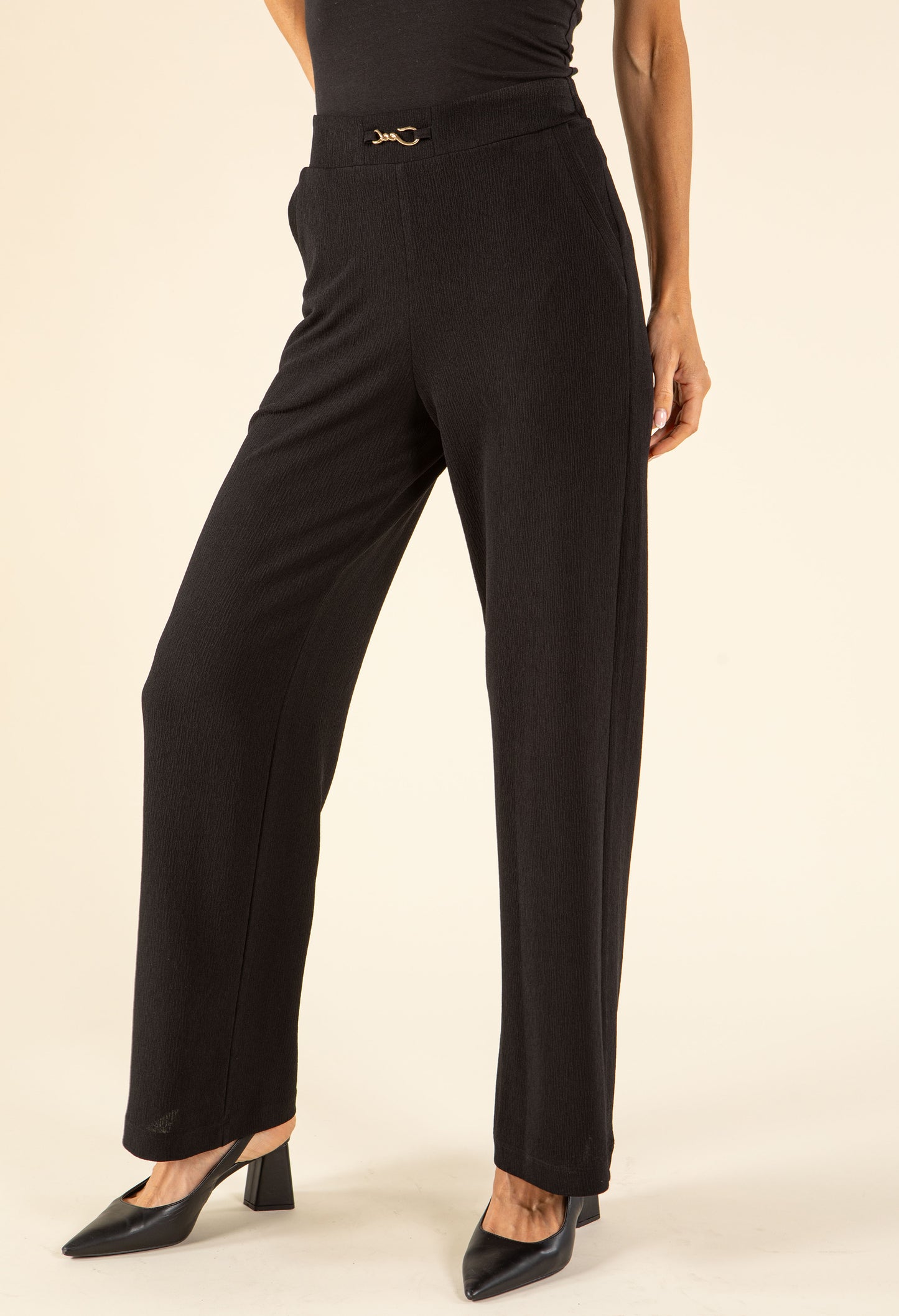 Gold Detail Crinkle Trousers