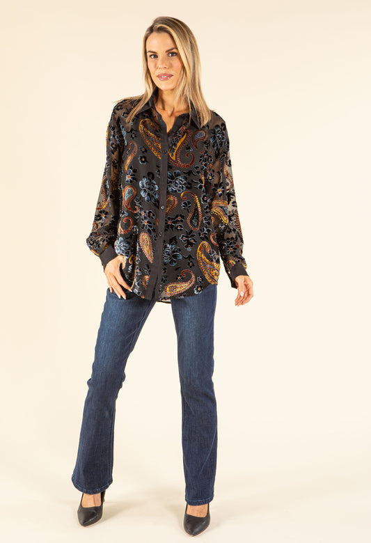 Velvet Paisley Design Blouse