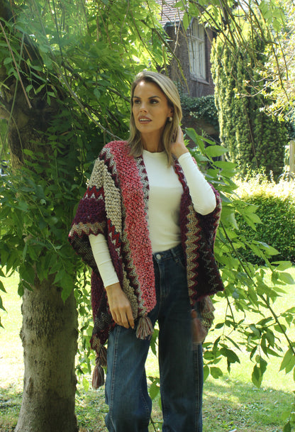 Vintage Design Knit Pocho