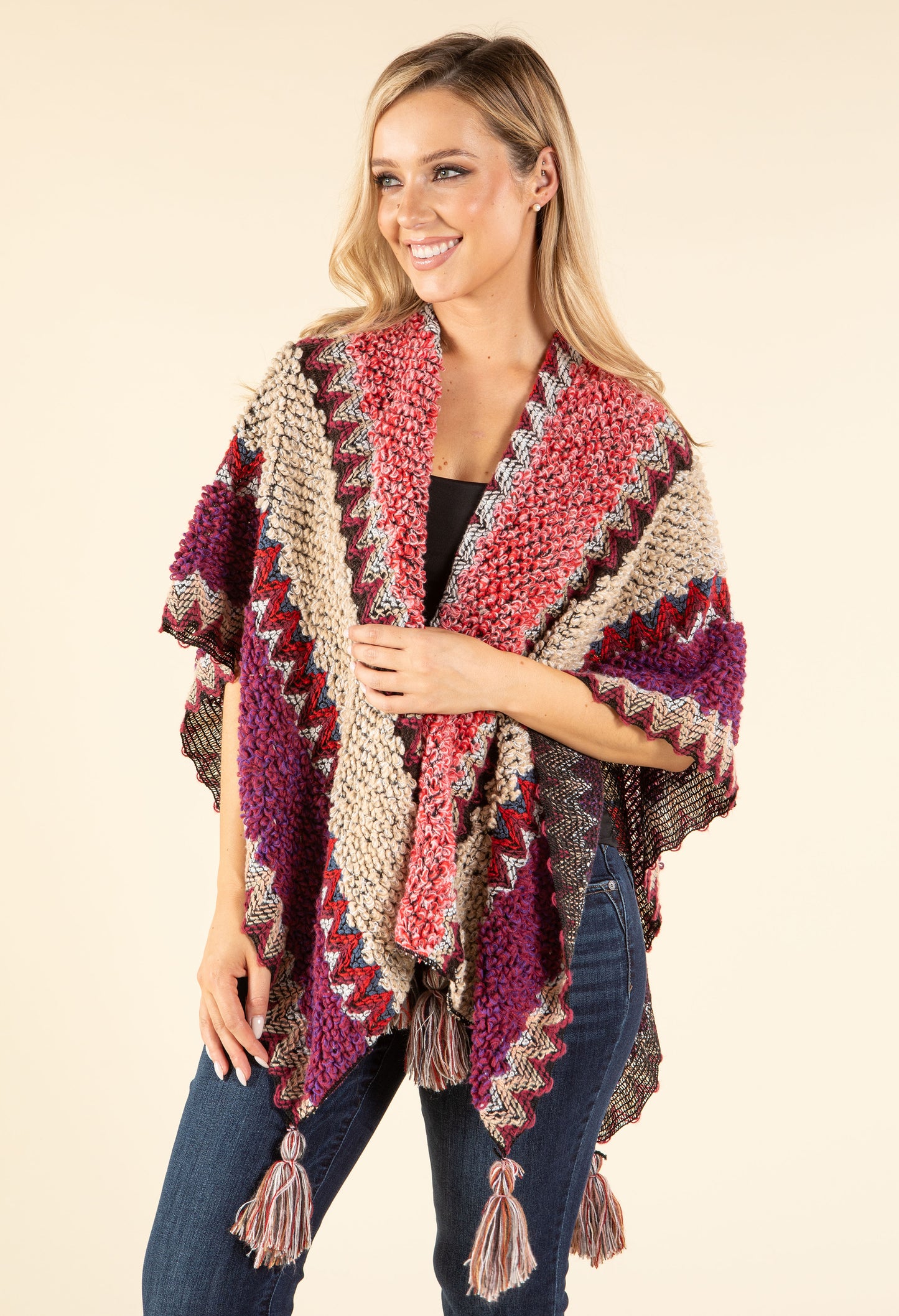 Vintage Design Knit Pocho