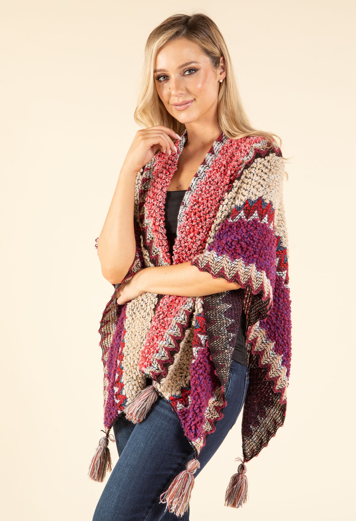 Vintage Design Knit Pocho