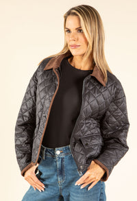 Corduroy Trim Quilted Jacket