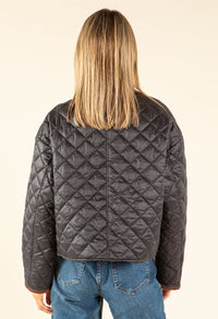 Corduroy Trim Quilted Jacket