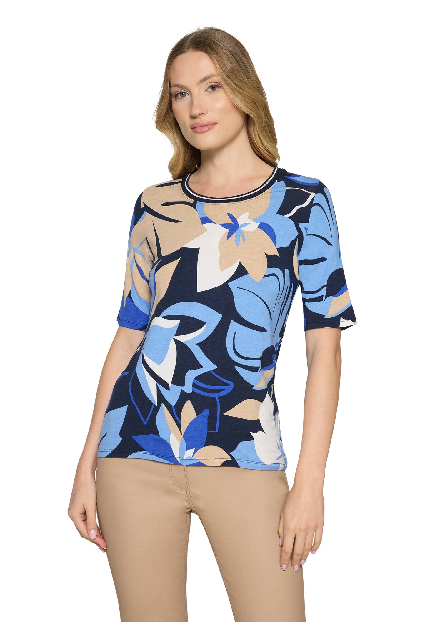 Leaf Print Short Sleeve Top